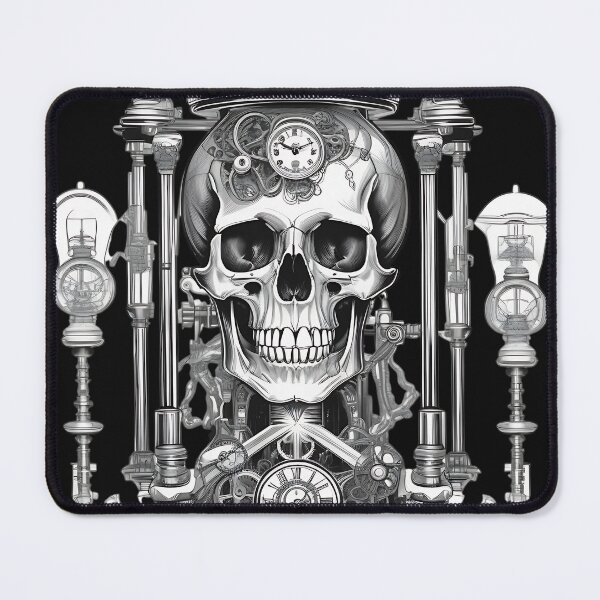 Item preview, Steampunk Clockwork Skull Vintage Laboratory Engraving designed and sold by DarkOriginArts.