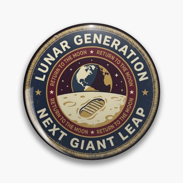 Item preview, Lunar Generation Badge Retro Moon Mission Patch designed and sold by CalmCapy Co.