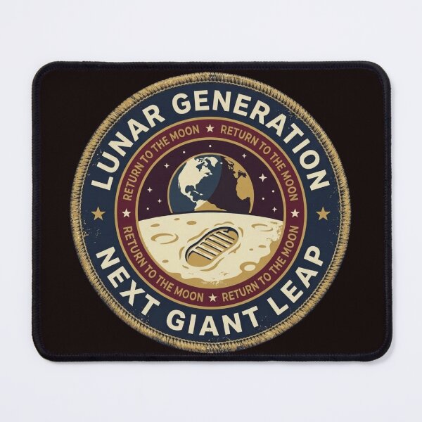 Item preview, Lunar Generation Badge Retro Moon Mission Patch designed and sold by CalmCapy Co.