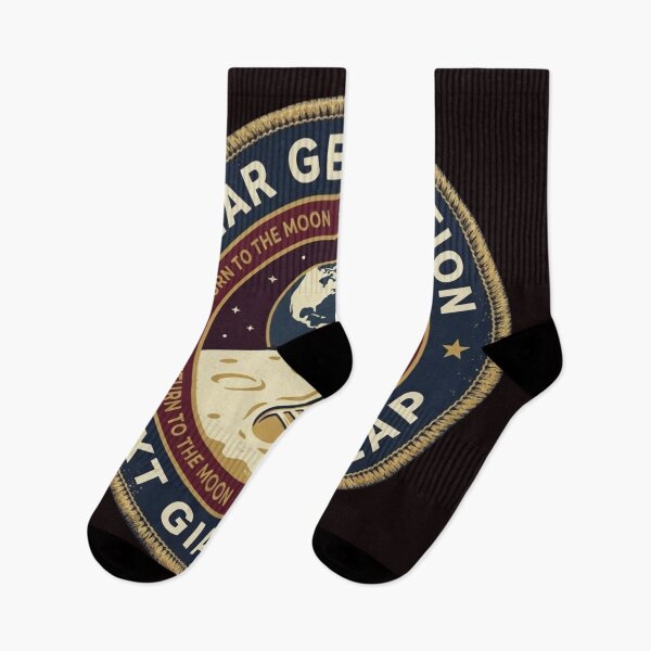 Item preview, Lunar Generation Badge Retro Moon Mission Patch designed and sold by CalmCapy Co.