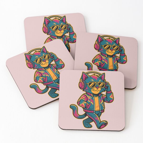 Item preview, Retro DJ Cat Neon Style Funny Cartoon Design designed and sold by arifali786.