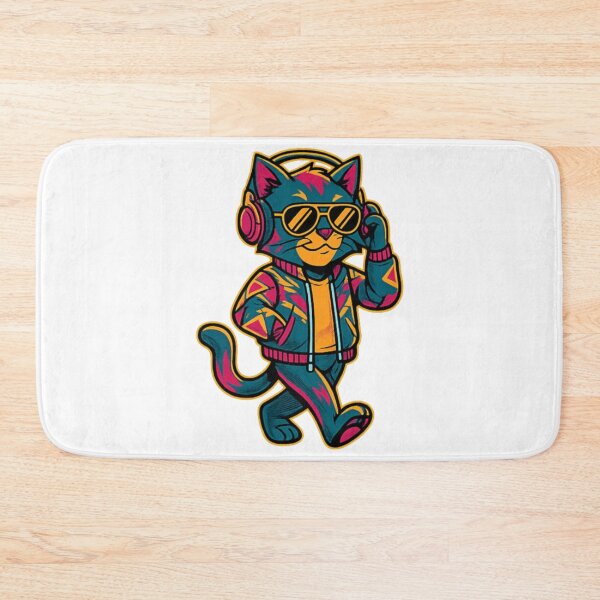Item preview, Retro DJ Cat Neon Style Funny Cartoon Design designed and sold by arifali786.
