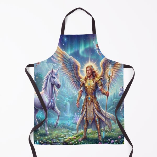 Item preview, Guardian of the Mystical Falls, Angelic Warrior and Unicorn Fantasy Art designed and sold by SCULTRADESIGNS.