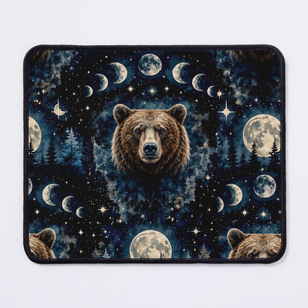 Item preview, Mystical Moon Bear Pattern – Celestial Forest Watercolor Wildlife Design designed and sold by Biedroneczka.