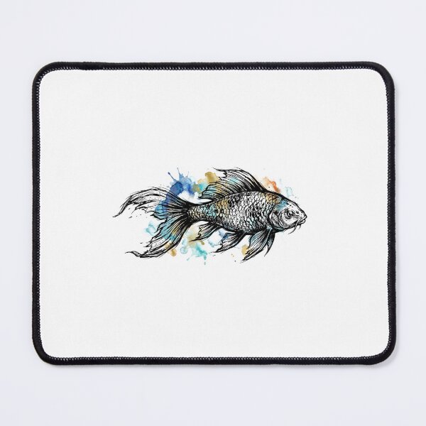 Item preview, Sketch fish with Watercolor Ink Splashes designed and sold by MolinezjArt.