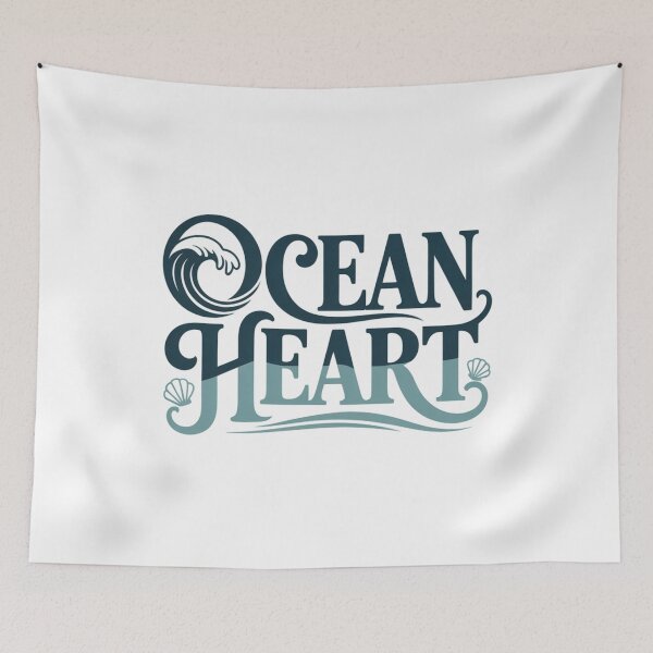 Item preview, Ocean Heart Bold Coastal Wave and Seashell Design designed and sold by FusiTink.