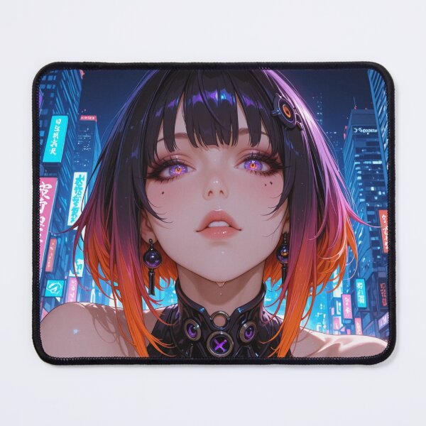 Item preview, Neon City Cyber Girl — Cyberpunk Anime Digital Illustration designed and sold by Planet Utoppia.