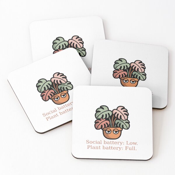 Item preview, Social Battery Low Plant Battery Full: Cute Kawaii Monstera Introvert Illustration designed and sold by Colorful-Garden.