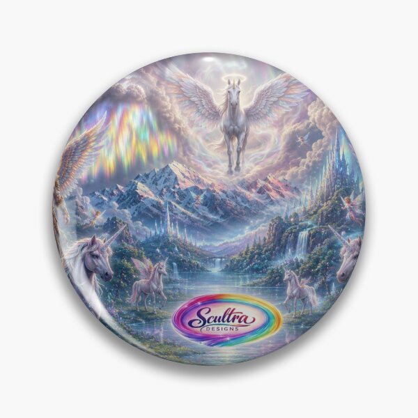Item preview, Angelic Pegasus Unicorns and Celestial Guardians Landscape designed and sold by SCULTRADESIGNS.