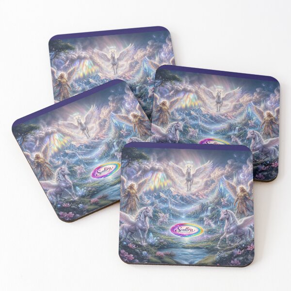 Item preview, Celestial Guardians of the Aurora Realm, Angelic Unicorn Fantasy Landscape designed and sold by SCULTRADESIGNS.