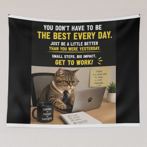 Item preview, Funny Boss Cat Motivational Quote Get To Work Office Humor designed and sold by riki2365.