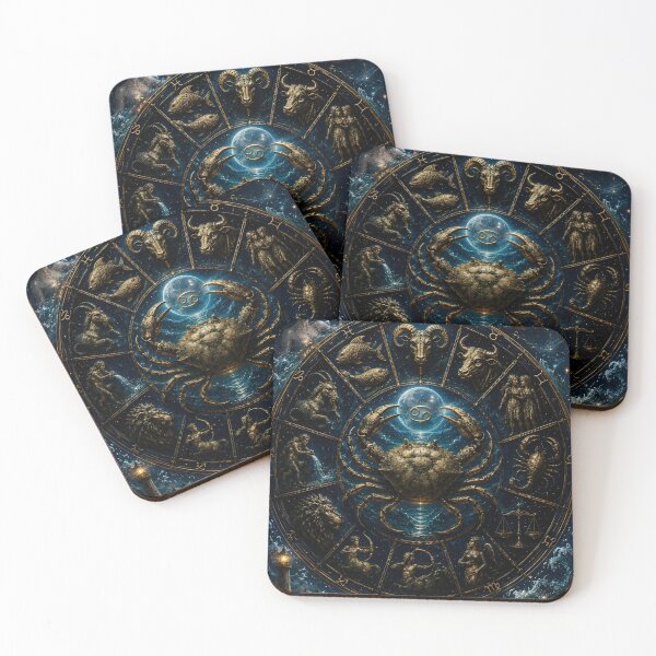 Item preview, Cancer Zodiac Fantasy Dark Art Celestial Crab Poster designed and sold by Zodiac Celestial Art.