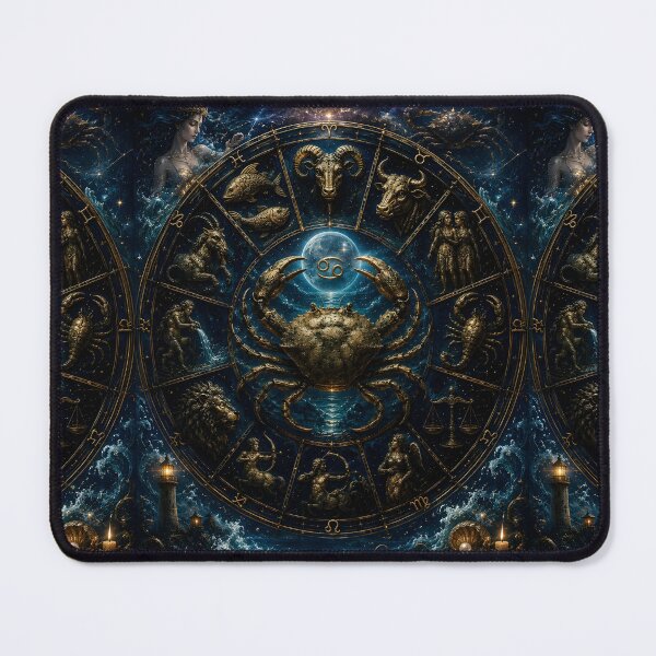 Item preview, Cancer Zodiac Fantasy Dark Art Celestial Crab Poster designed and sold by Zodiac Celestial Art.