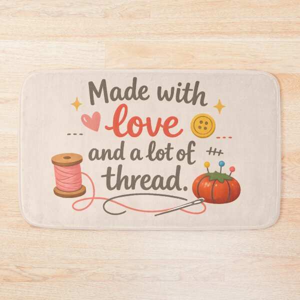 Item preview, Made With Love and a Lot of Thread – Cute Sewing & Quilting Design designed and sold by blankTeeShirt.