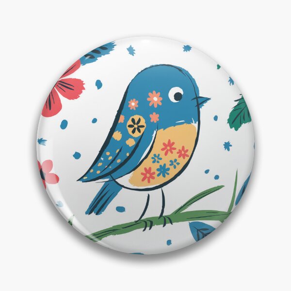 Item preview, Scandinavian Floral Bird Art Print | Botanical Folk Bird Illustration designed and sold by Filora Atelier | Bird Art.