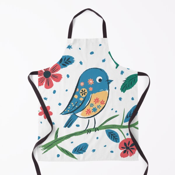 Item preview, Scandinavian Floral Bird Art Print | Botanical Folk Bird Illustration designed and sold by Filora Atelier | Bird Art.