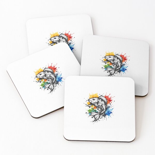 Item preview, Sketch fish with Watercolor Ink Splashes designed and sold by MolinezjArt.
