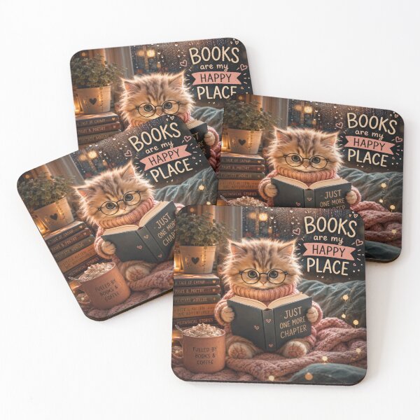 Item preview, Books Before People – Cozy Bookworm Kitten Reading by Candlelight designed and sold by 4TinyPaws.