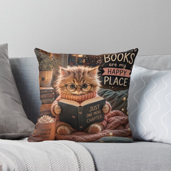 Item preview, Books Before People – Cozy Bookworm Kitten Reading by Candlelight designed and sold by 4TinyPaws.