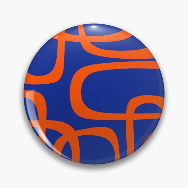 Item preview, Mid Century Modern Bold Abstract Fine Loops Pattern in Bright Blue and Orange designed and sold by kierkegaard.