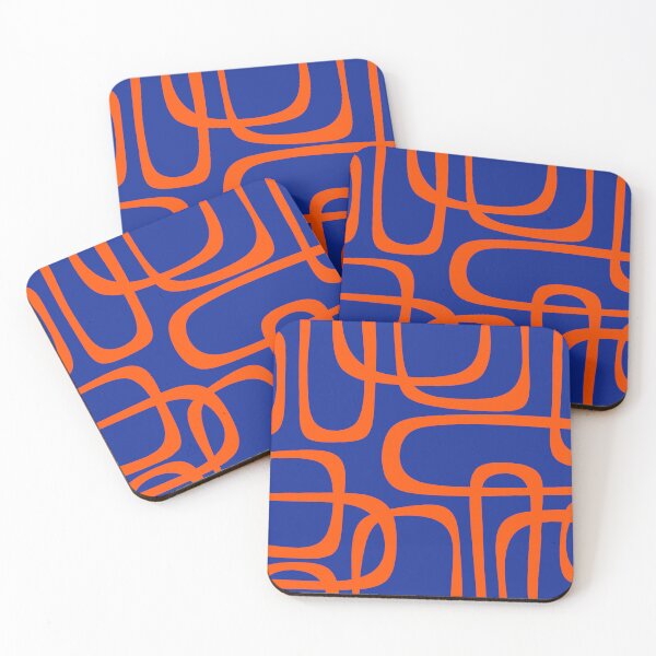 Item preview, Mid Century Modern Bold Abstract Fine Loops Pattern in Bright Blue and Orange designed and sold by kierkegaard.