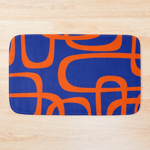 Item preview, Mid Century Modern Bold Abstract Fine Loops Pattern in Bright Blue and Orange designed and sold by kierkegaard.