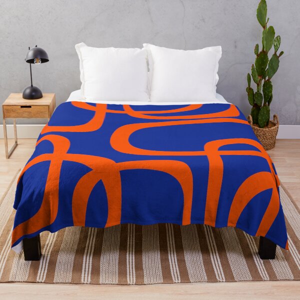 Item preview, Mid Century Modern Bold Abstract Fine Loops Pattern in Bright Blue and Orange designed and sold by kierkegaard.