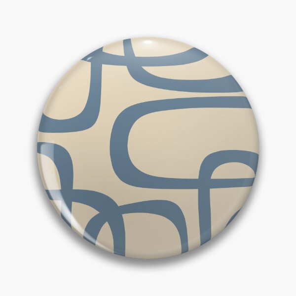 Item preview, Mid Century Modern Minimalist Fine Loops Pattern in Faded Indigo Blue and Beige designed and sold by kierkegaard.