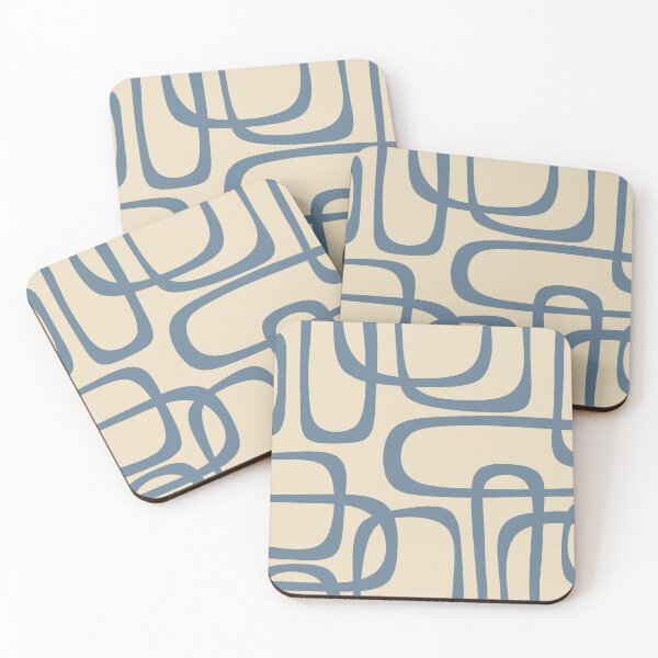 Item preview, Mid Century Modern Minimalist Fine Loops Pattern in Faded Indigo Blue and Beige designed and sold by kierkegaard.