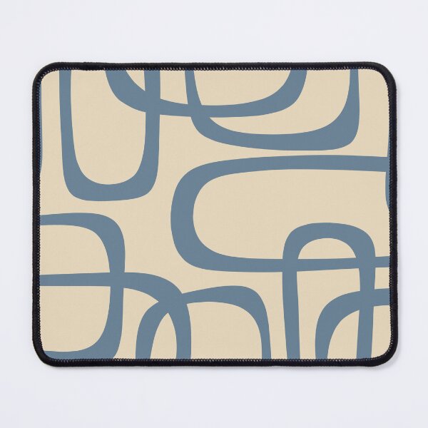 Item preview, Mid Century Modern Minimalist Fine Loops Pattern in Faded Indigo Blue and Beige designed and sold by kierkegaard.