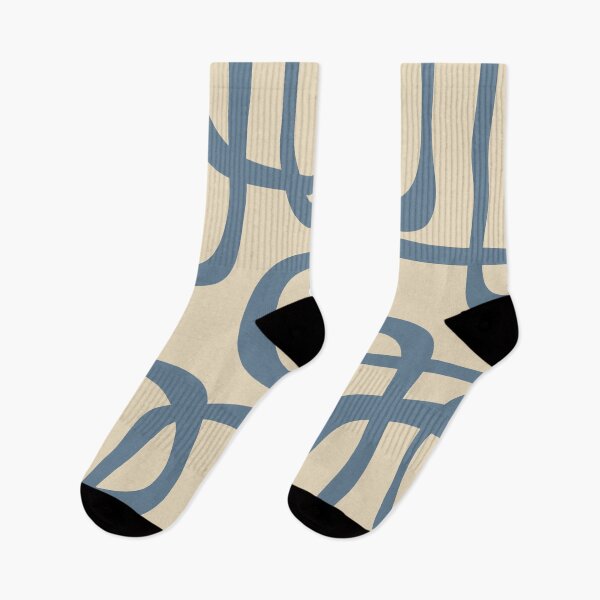 Item preview, Mid Century Modern Minimalist Fine Loops Pattern in Faded Indigo Blue and Beige designed and sold by kierkegaard.