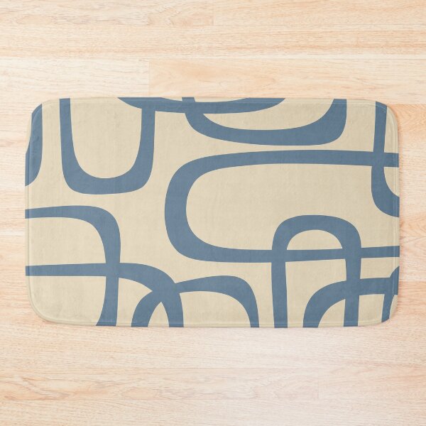 Item preview, Mid Century Modern Minimalist Fine Loops Pattern in Faded Indigo Blue and Beige designed and sold by kierkegaard.