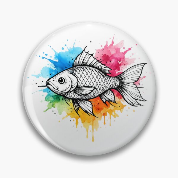Item preview, Sketch fish with Watercolor Ink Splashes designed and sold by MolinezjArt.