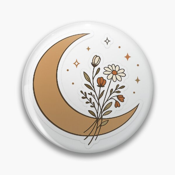 Item preview, Botanical Crescent Moon with Wildflowers designed and sold by digital.stickerperso.com.