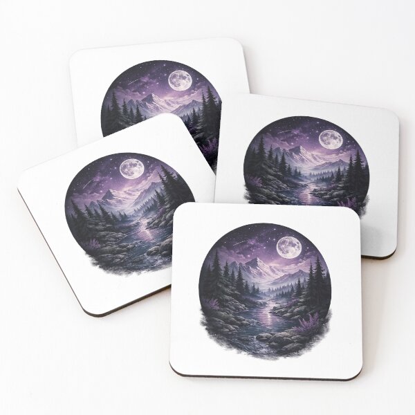 Item preview, Mystic Purple Moon Mountain Landscape | Dreamy Night Forest Aesthetic designed and sold by afr-saad.