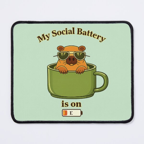 Item preview, My Social Battery Is on E – Funny Capybara Coffee Design designed and sold by TrendznHitz.