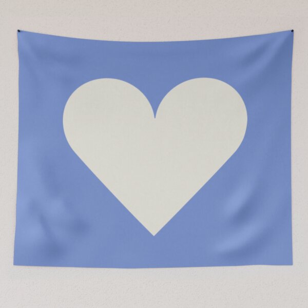 Item preview, Single CREAM LOVE HEART on a DANUBE BLUE Background designed and sold by RachelMacht.