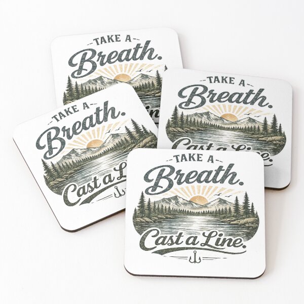 Item preview, Take a Breath. Cast a Line. – Vintage Fishing Lake Design designed and sold by Digal92.