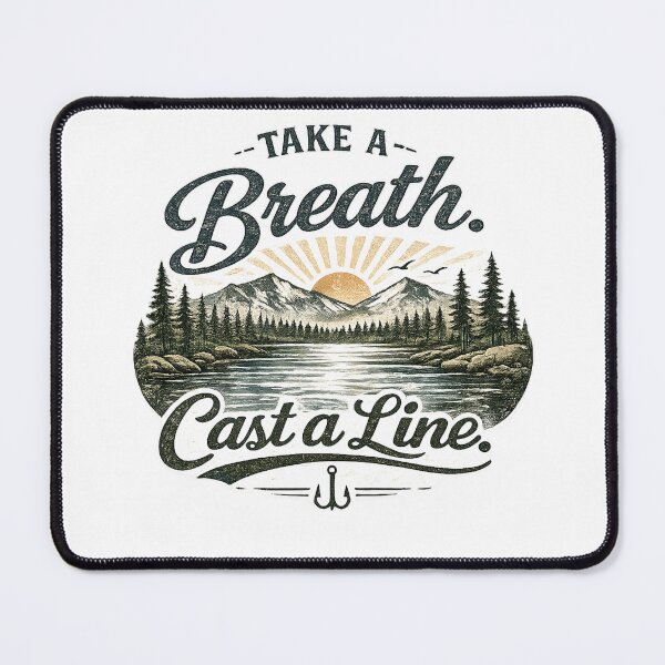 Item preview, Take a Breath. Cast a Line. – Vintage Fishing Lake Design designed and sold by Digal92.