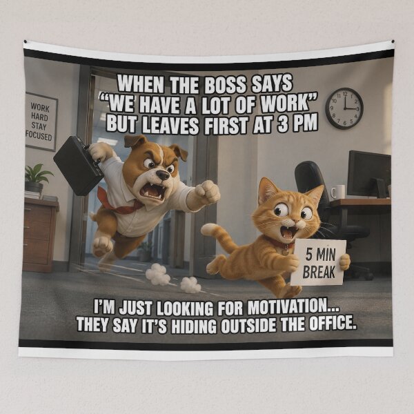 Item preview, Funny Office Meme Boss Leaves Early Employee 5 Min Break designed and sold by riki2365.