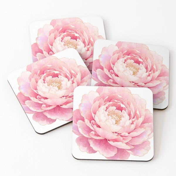 Item preview, Korean Crystal Peony Watercolor Gold Line Art designed and sold by lita-lilith.