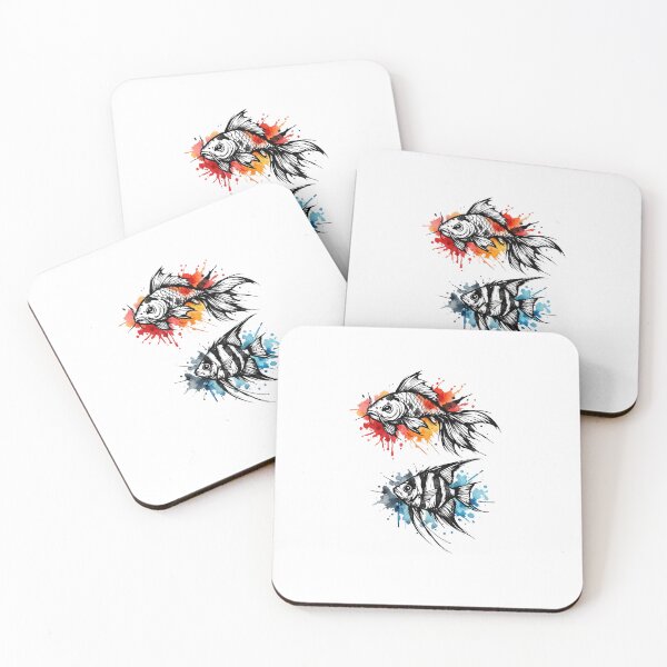 Item preview, Sketch fish with Watercolor Ink Splashes designed and sold by MolinezjArt.