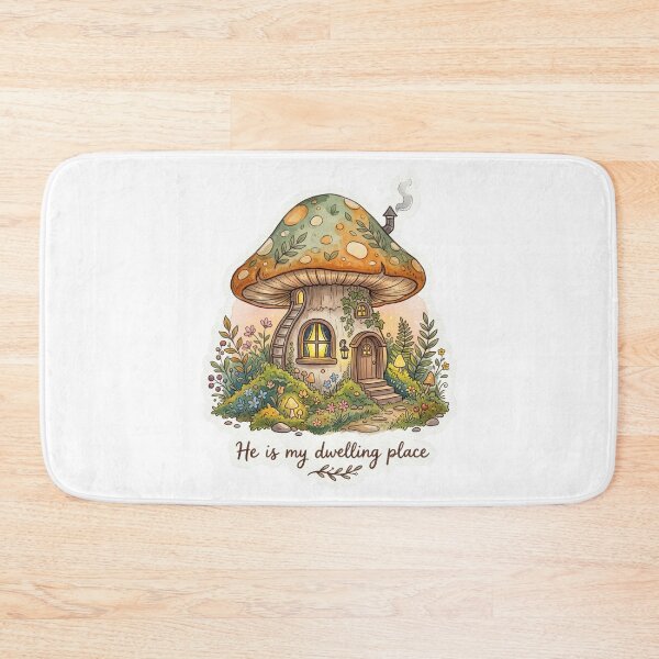 Item preview, Christian Cottagecore Mushroom Cottage Art Bible Verse Home Decor Faith Gift Dwelling Place designed and sold by Small & Beloved.
