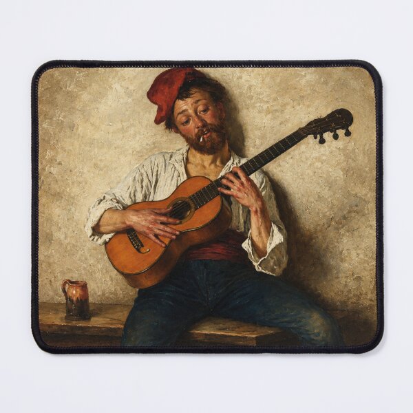 Item preview, Vintage Guitarist Oil Painting Wall Art for Rustic Music Lovers designed and sold by RickE.