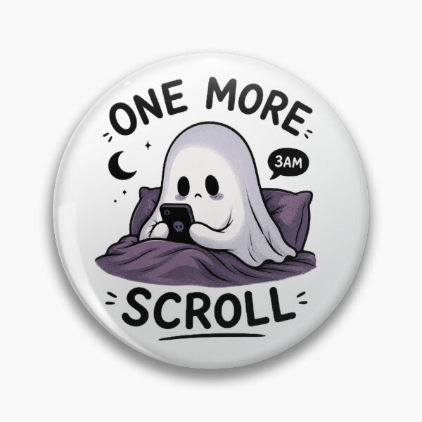 Item preview, “One More Scroll” Funny Ghost Doom Scrolling T-Shirt designed and sold by BlackBoneArt.