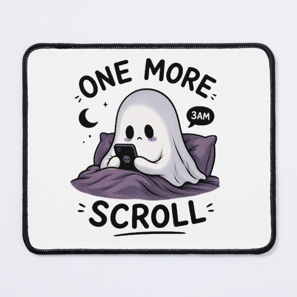Item preview, “One More Scroll” Funny Ghost Doom Scrolling T-Shirt designed and sold by BlackBoneArt.