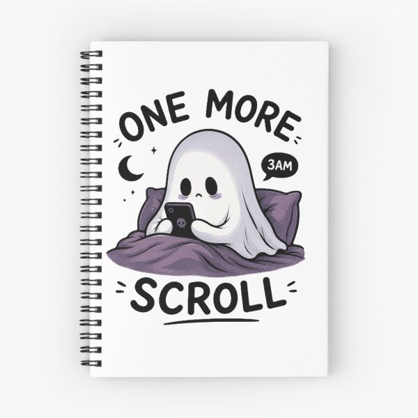 Item preview, “One More Scroll” Funny Ghost Doom Scrolling T-Shirt designed and sold by BlackBoneArt.