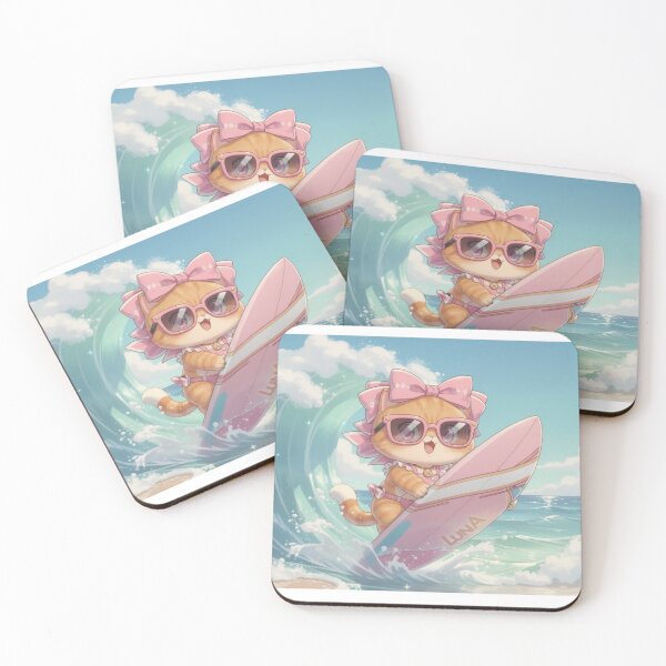 Item preview, Cute Kawaii Surfing Cat designed and sold by Moody Vibes Studio.