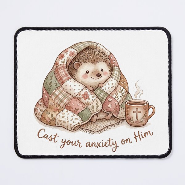 Item preview, Christian Cottagecore Hedgehog Anxiety Gift Bible Verse Tote Bag Cast Your Anxiety Faith designed and sold by Small & Beloved.