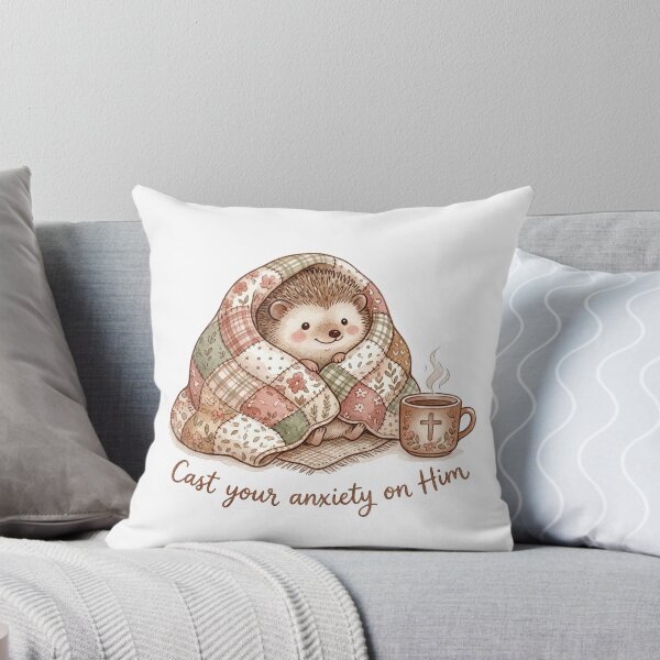 Item preview, Christian Cottagecore Hedgehog Anxiety Gift Bible Verse Tote Bag Cast Your Anxiety Faith designed and sold by Small & Beloved.